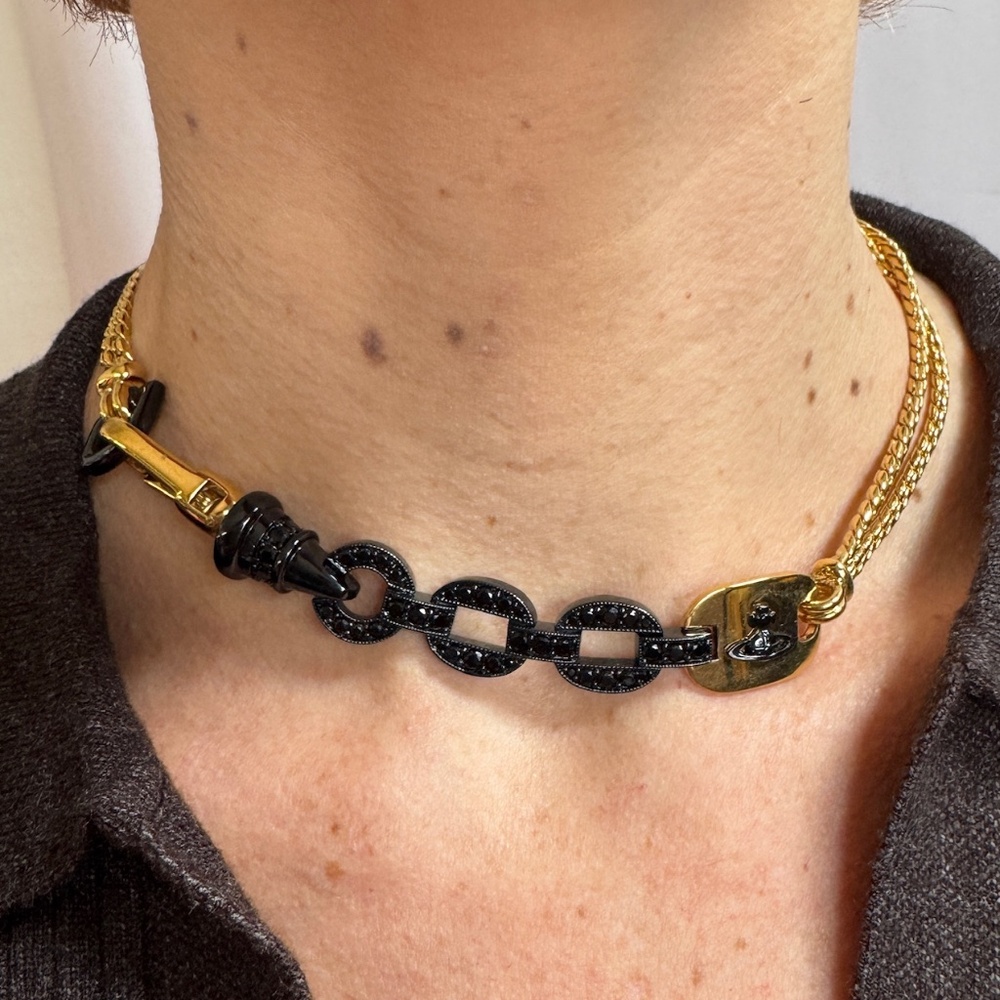Vivienne Westwood Multi Detailed Chain / Link / Orb Crystal Choker Necklace